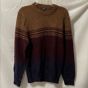 Express Men's Brown and Navy Crewneck Sweater